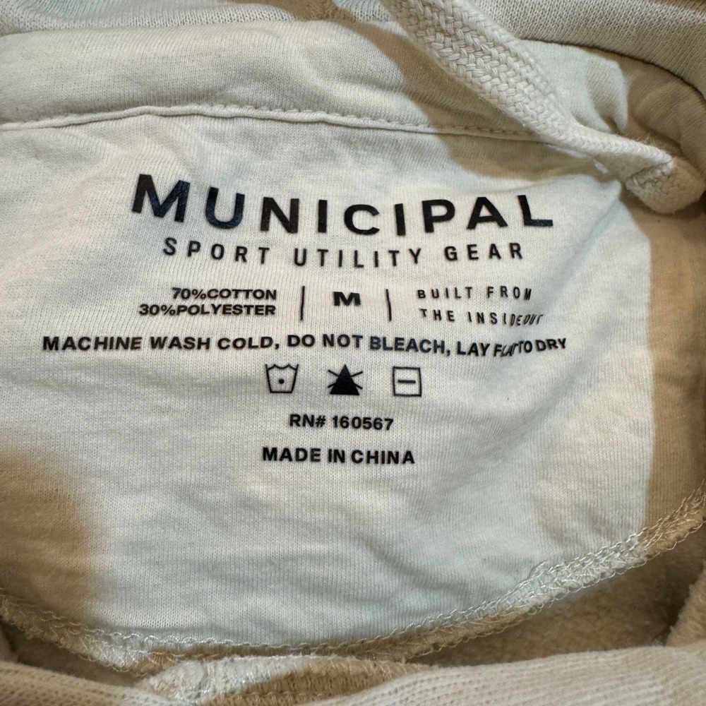 MUNICIPAL Sport Utility Gear Mens Beige Pullover Hoodie Sweatshirt - Picture 6 of 7